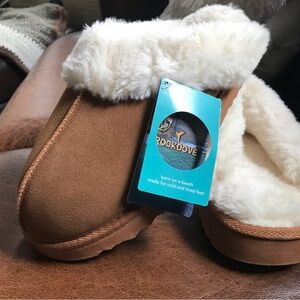 Rock dove Cozy Brown Suede furry Women's Slippers